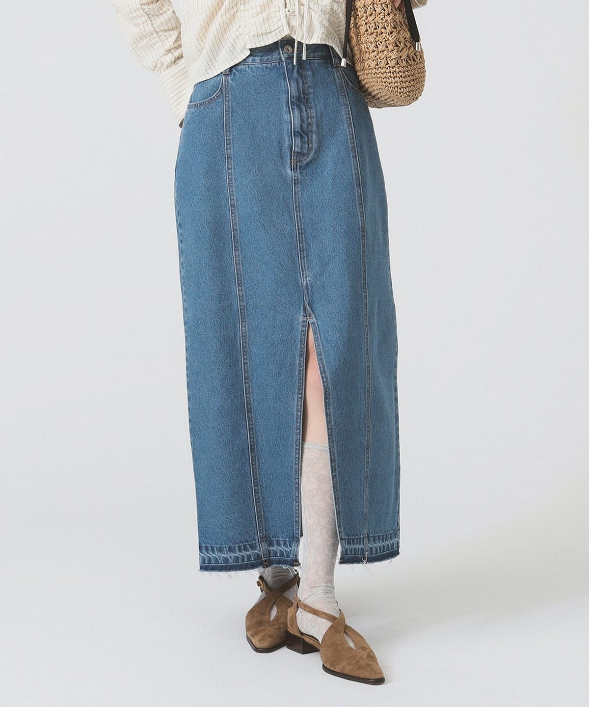 デニム カットオフ スリット スカート デニム スカート WOMEN BLUE 1 デニム カットオフ スリット スカート デニム スカート WOMEN BLUE 1