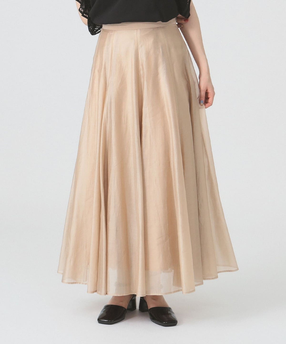 ⭐️大人気PGG⭐️グレー スカート Ray BEAMS（レイ ビームス）エアリー シアー フレア スカート