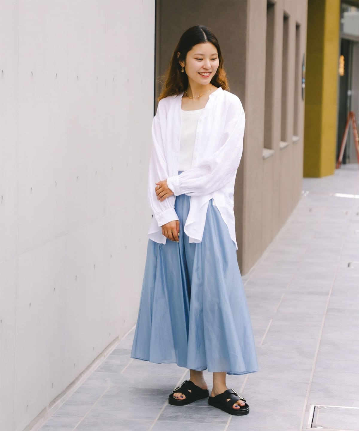 ⭐️大人気PGG⭐️グレー スカート Ray BEAMS（レイ ビームス）エアリー シアー フレア スカート