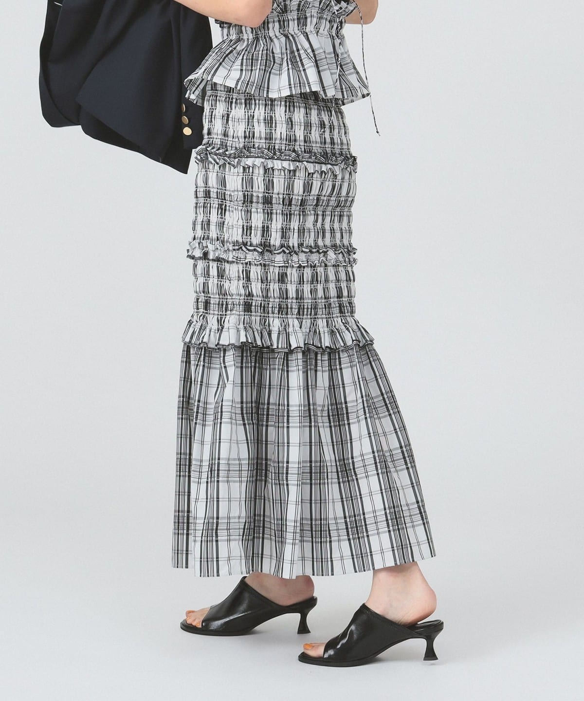 Ray BEAMS（レイ ビームス）タフタ チェック シャーリング スカート