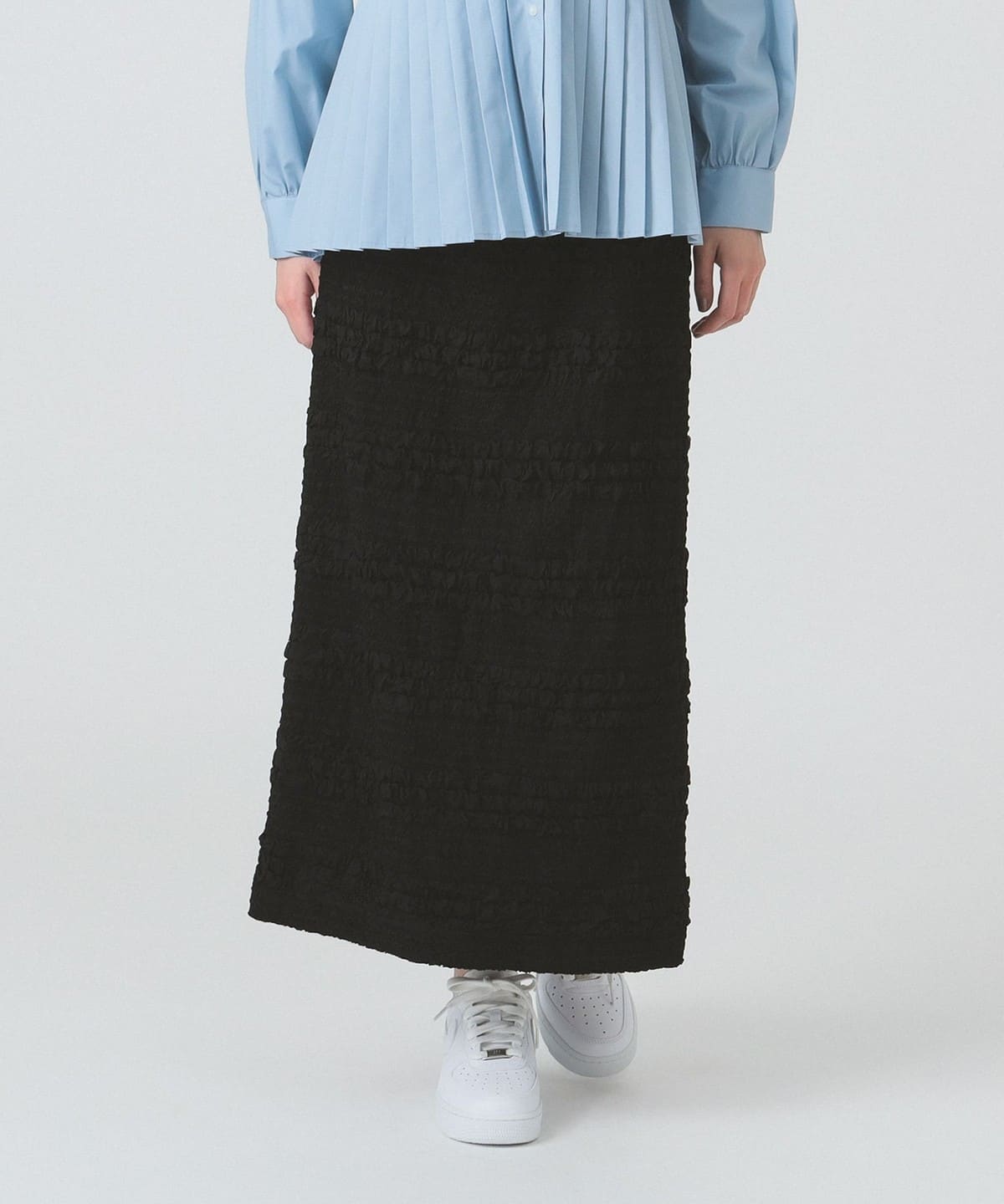 シャーリング ボーダー スカート スカート WOMEN BLACK ONE SIZE シャーリング ボーダー スカート スカート WOMEN BLACK ONE SIZE