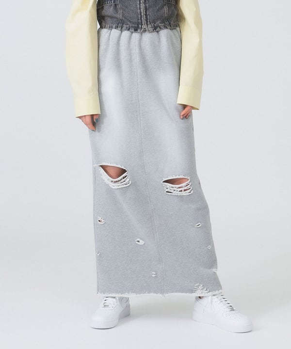 raybeams ダメージスウェットスカート　ピンク Ray BEAMS（レイ ビームス）ダメージ スウェット スカート