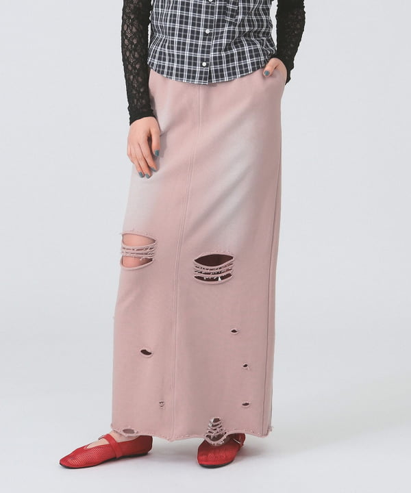 raybeams ダメージスウェットスカート　ピンク Ray BEAMS（レイ ビームス）【タイムセール】ダメージ