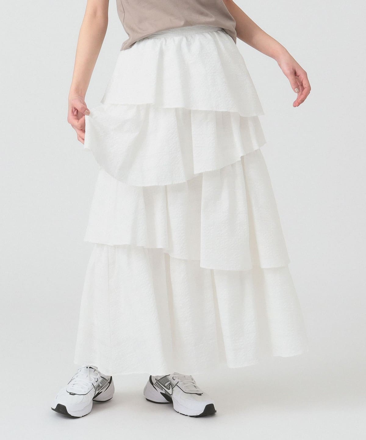 サッカー チェック ティアード スカート スカート WOMEN WHITE 0 サッカー チェック ティアード スカート スカート WOMEN WHITE 0