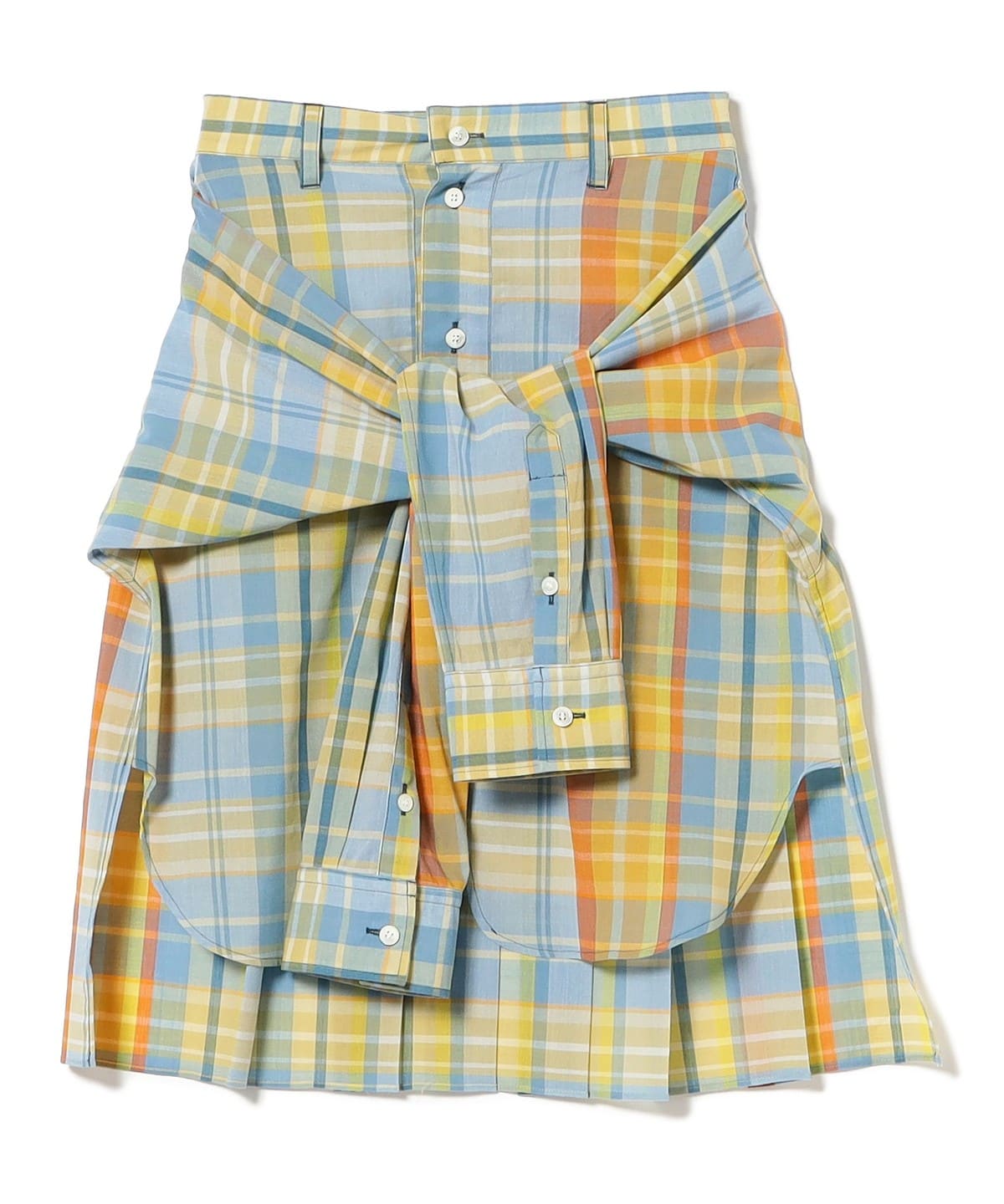 FACETASM ファセッタズム / MADRAS CHECK PLEATED SLEEVE SKIRT スカート WOMEN YELLOW*BLUE 2 FACETASM ファセッタズム / MADRAS CHECK PLEATED SLEEVE SKIRT スカート WOMEN YELLOW*BLUE 2