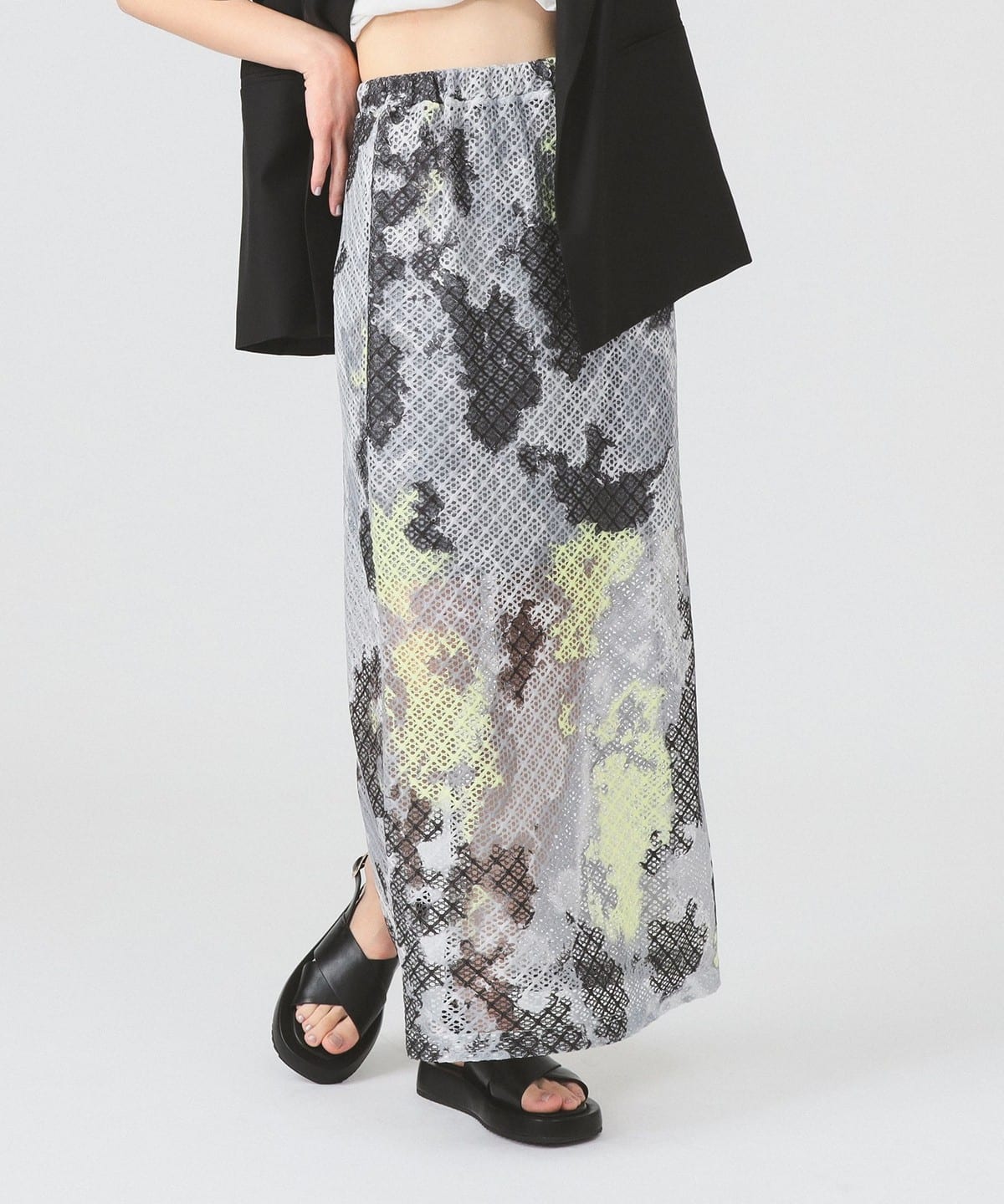 プリント メッシュ タイト スカート スカート WOMEN GREY ONE SIZE プリント メッシュ タイト スカート スカート WOMEN GREY ONE SIZE