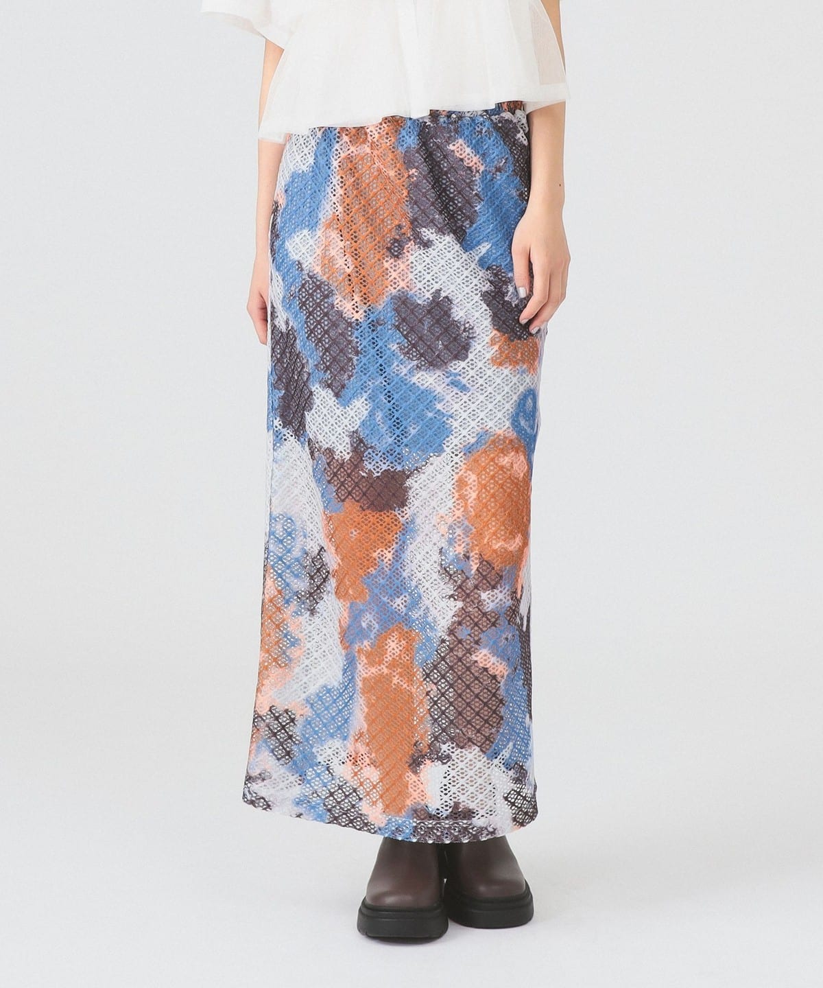 プリント メッシュ タイト スカート スカート WOMEN BLUE ONE SIZE プリント メッシュ タイト スカート スカート WOMEN BLUE ONE SIZE