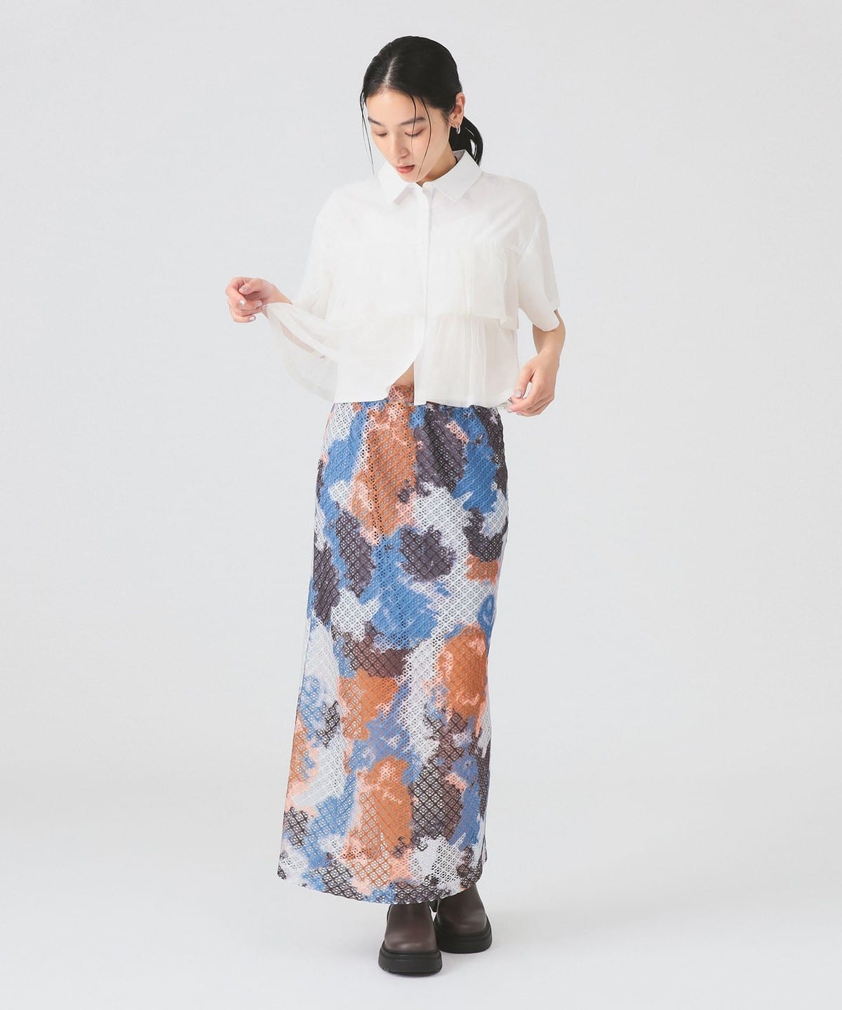 【the khaki】メッシュデザイン　イージースカート【BEAMS】 the khaki】メッシュデザイン イージースカート【BEAMS】 the
