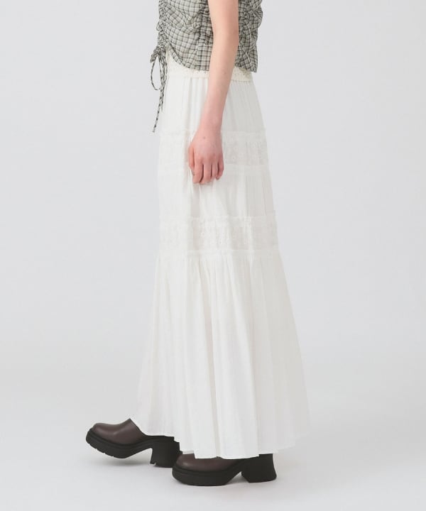 MIYAO × Ray BEAMS / 別注 レース ティアード スカート Ray BEAMS（レイ ビームス）【9/25値下げ】レース キリカエ