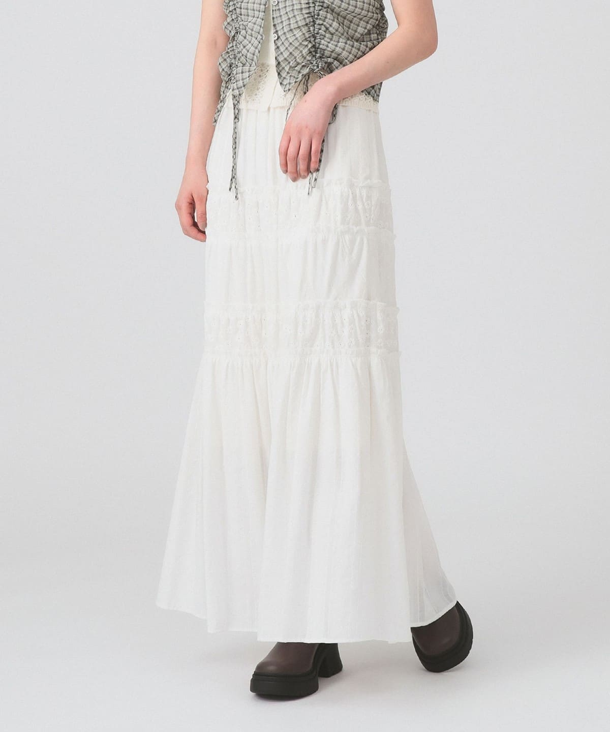 レース キリカエ ティアード スカート スカート WOMEN WHITE ONE SIZE レース キリカエ ティアード スカート スカート WOMEN WHITE ONE SIZE