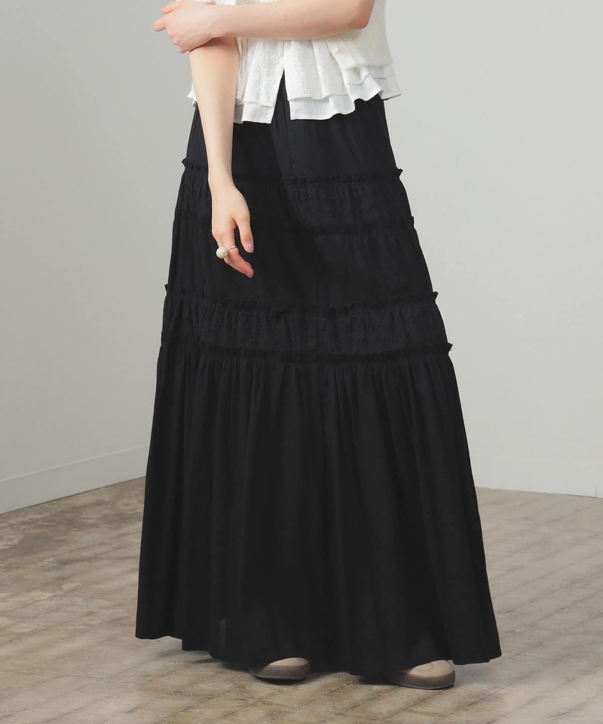 レース キリカエ ティアード スカート スカート WOMEN BLACK ONE SIZE レース キリカエ ティアード スカート スカート WOMEN BLACK ONE SIZE
