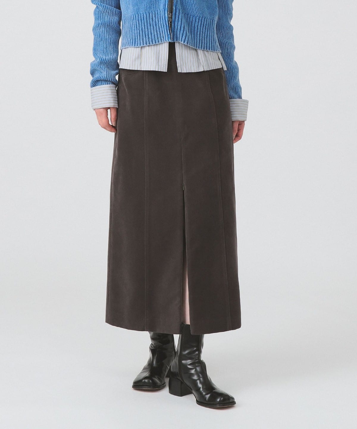 【+15%ポイントUP】フェイク スエード ジップ スリット スカート スカート WOMEN GREY 1 【+15%ポイントUP】フェイク スエード ジップ スリット スカート スカート WOMEN GREY 1