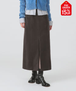 【+15%ポイントUP】フェイク スエード ジップ スリット スカート