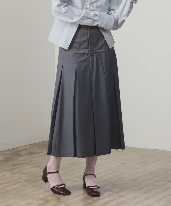 ELLE ELCOLE プリーツスカート　裏地有　レイビー　w66×45 Ray BEAMS（レイ ビームス）キリカエ プリーツ スカート