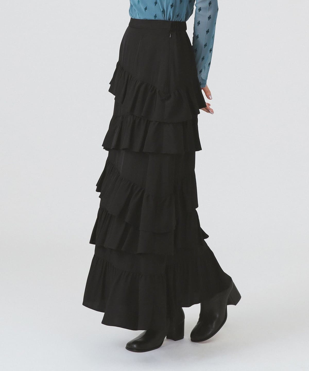 アシンメトリー フリル ティアード スカート スカート WOMEN BLACK 1 アシンメトリー フリル ティアード スカート スカート WOMEN BLACK 1