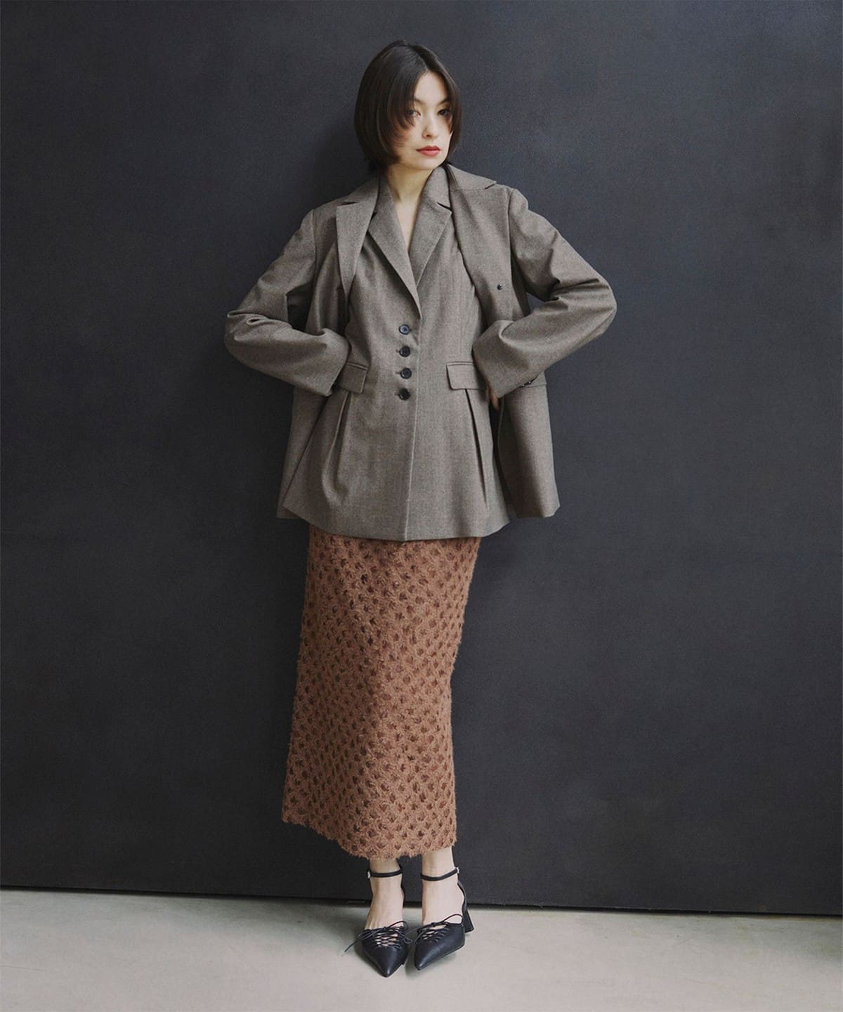 RBS アールビーエス / ウエスト リブ 起毛 レース スカート スカート WOMEN BROWN ONE SIZE RBS アールビーエス / ウエスト リブ 起毛 レース スカート スカート WOMEN BROWN ONE SIZE