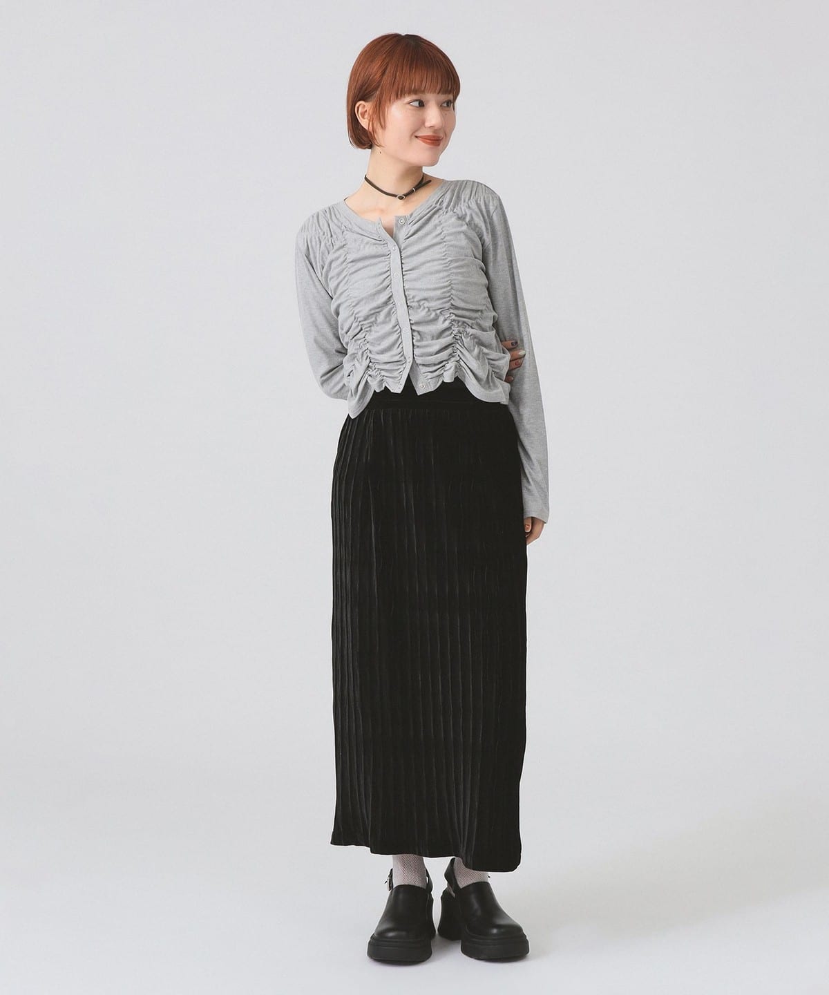 Ray BEAMS（レイ ビームス）【5/14再値下げ】プリーツ ベロア タイト