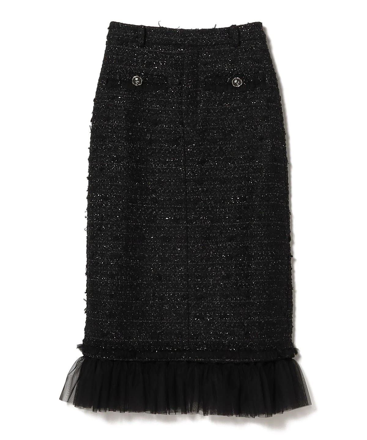 VIVIANO / Tulle Layered Tweed Midi Skirt スカート WOMEN BLACK/NAVY M VIVIANO / Tulle Layered Tweed Midi Skirt スカート WOMEN BLACK/NAVY M