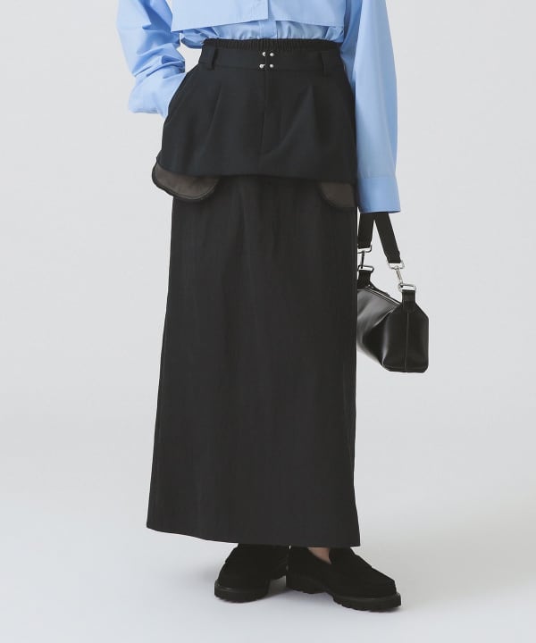 BEAMS lesbriquabraque スカート　異素材　変形　itimi BEAMS HEART（ビームス ハート）裾プリーツ 異素材スカート