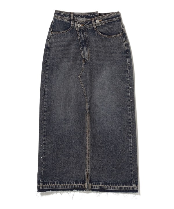 Y*y様 GRANCY デニムスカート　Mサイズ　グレー Ray BEAMS（レイ ビームス）デニム サイド スタッズ スカート