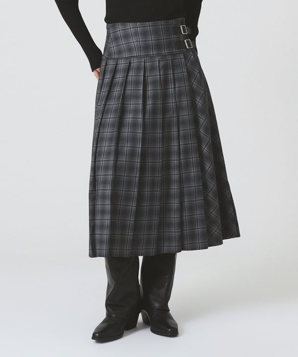 あ*☻様 【美品】Ray BEAMS チェック切り替えキルトスカート Ray BEAMS（レイ ビームス）チェック キルト ミディスカート（スカート