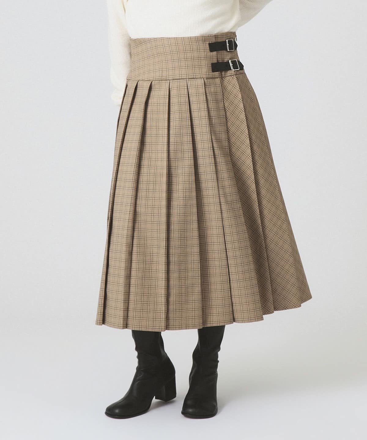 Ray BEAMS（レイ ビームス）チェック キルト ミディスカート