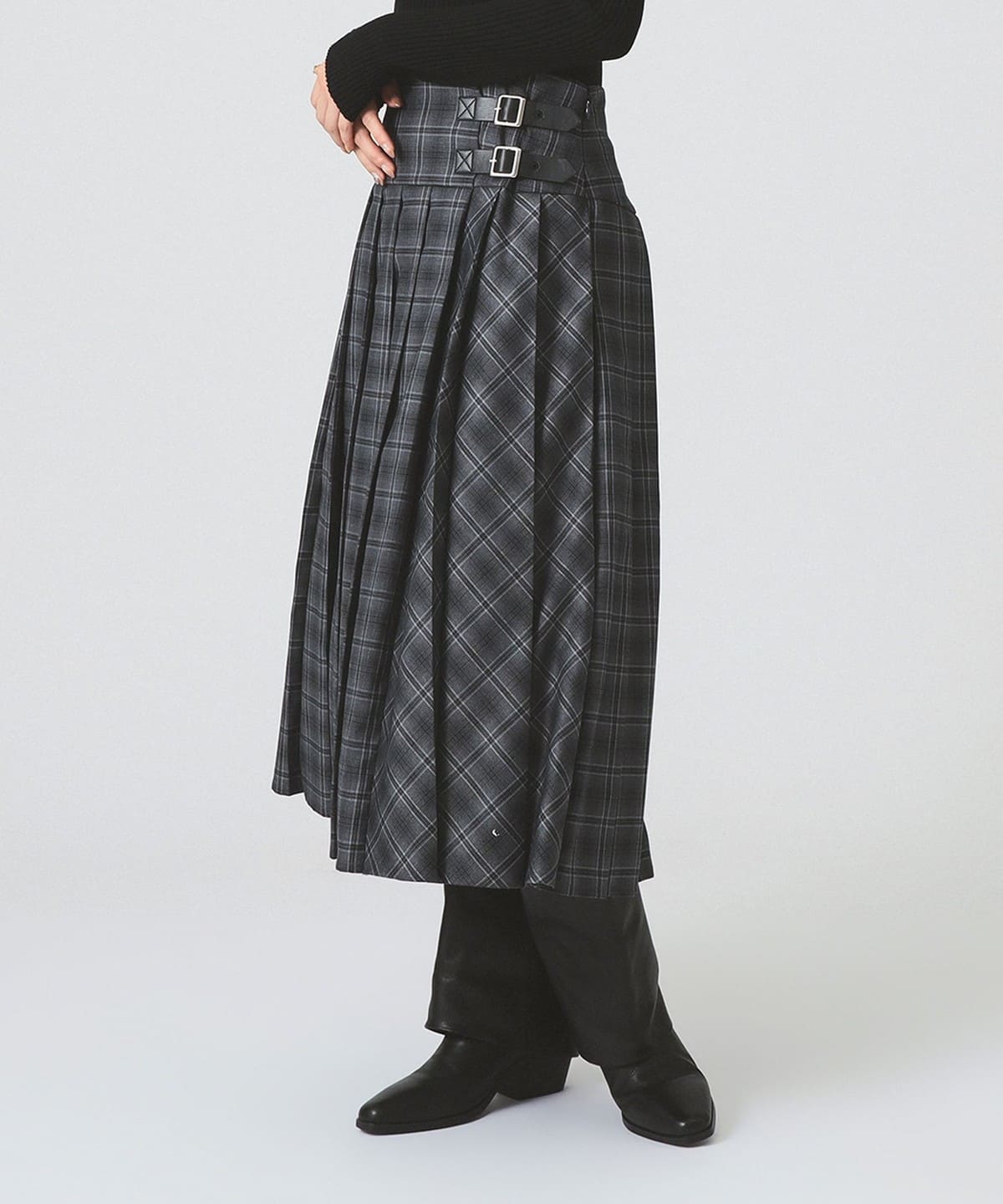 Ray BEAMS（レイ ビームス）チェック キルト ミディスカート（スカート