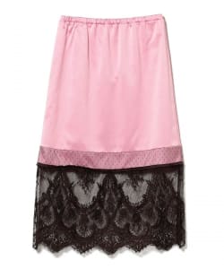 サテン レースキリカエ タイト スカート