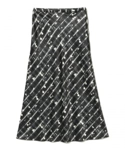 チェック フラワー プリント タイト スカート