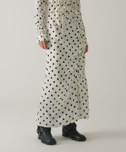 【+10%ポイントUP】ドット サテン フリル スカート