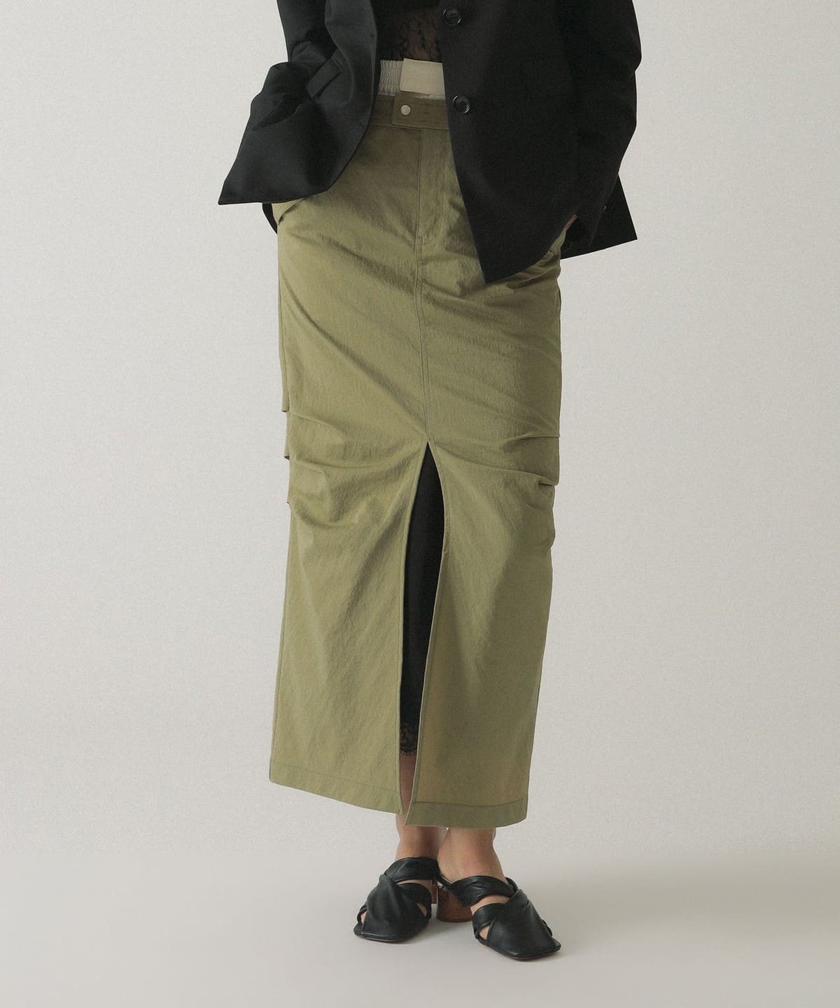 【the khaki】メッシュデザイン　イージースカート【BEAMS】 ジムフレックス ポリエステル メッシュ プリーツ スカート レディース