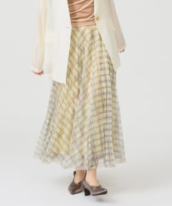 チュール チェック プリーツ スカート