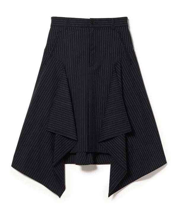 08sircus / Wool stripe layered skirt