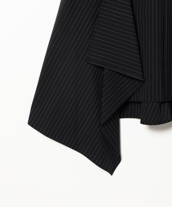 08sircus / Wool stripe layered skirt