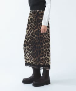 【+10%ポイントUP】ベロア プリント レース ヘム スカート