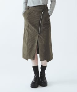 コーデュロイ アシンメトリー ジップ スカート