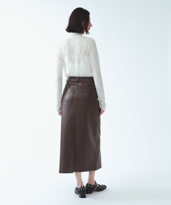 フェイク レザー ロング タイト スカート