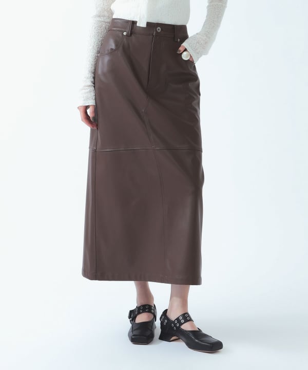 フェイク レザー ロング タイト スカート