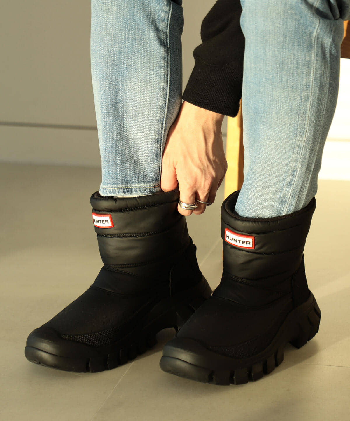 Ray BEAMS Ray BEAMS僅限網頁] HUNTER / Intrepid 保暖短雪靴BLACK（鞋