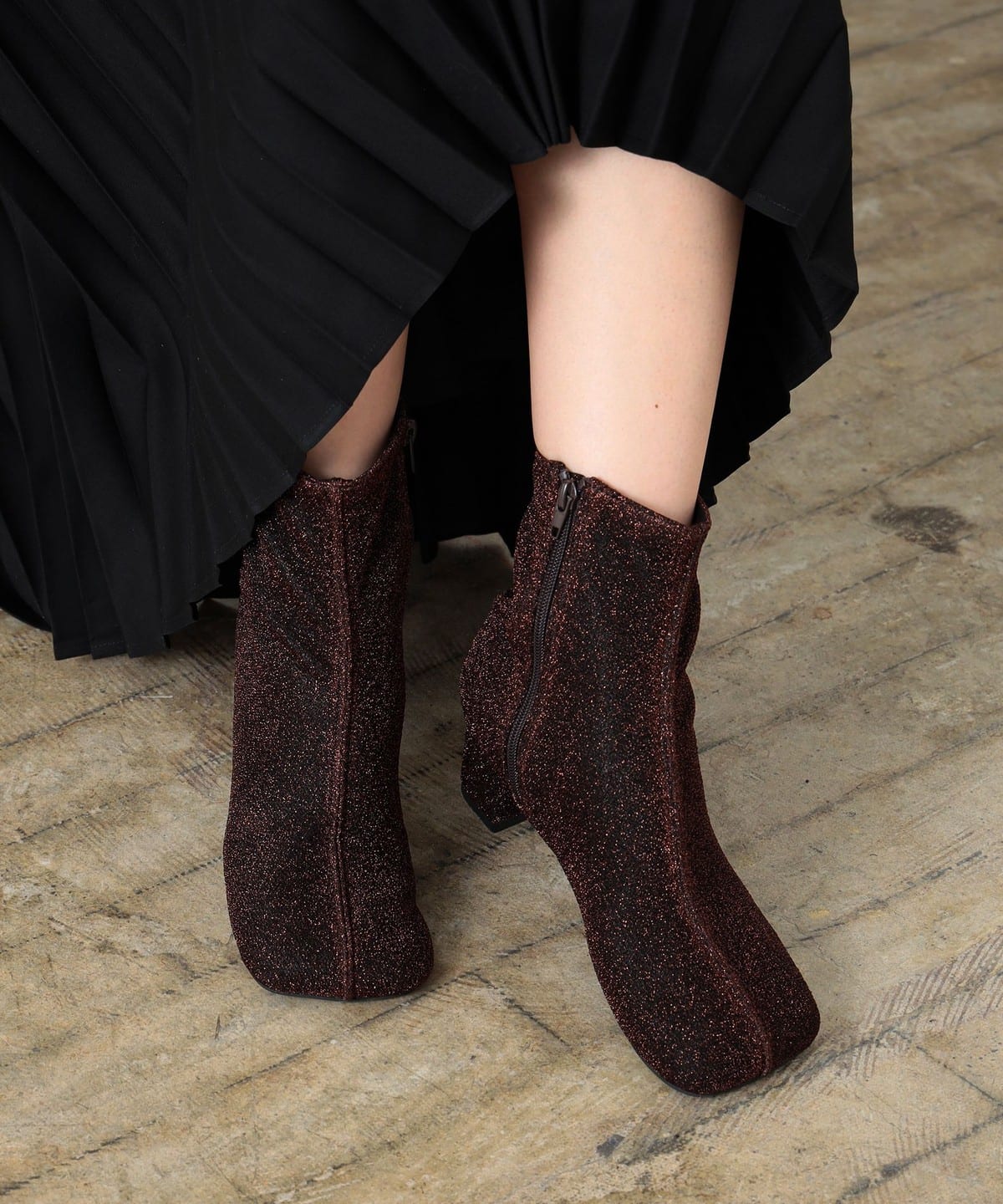 ラメ ブーツ シューズ WOMEN D. BROWN 25 ラメ ブーツ シューズ WOMEN D. BROWN 25