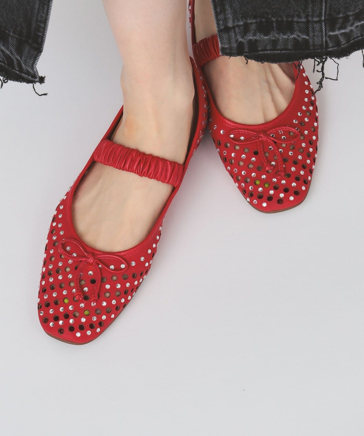 パンチング バレエ シューズ シューズ WOMEN RED 39 パンチング バレエ シューズ シューズ WOMEN RED 39