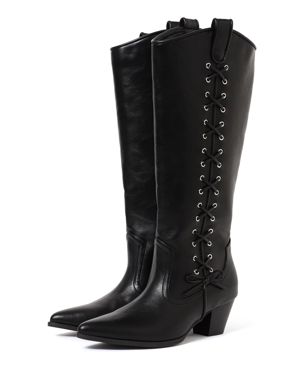 レースアップ ウエスタン ブーツ シューズ WOMEN BLACK 23 レースアップ ウエスタン ブーツ シューズ WOMEN BLACK 23