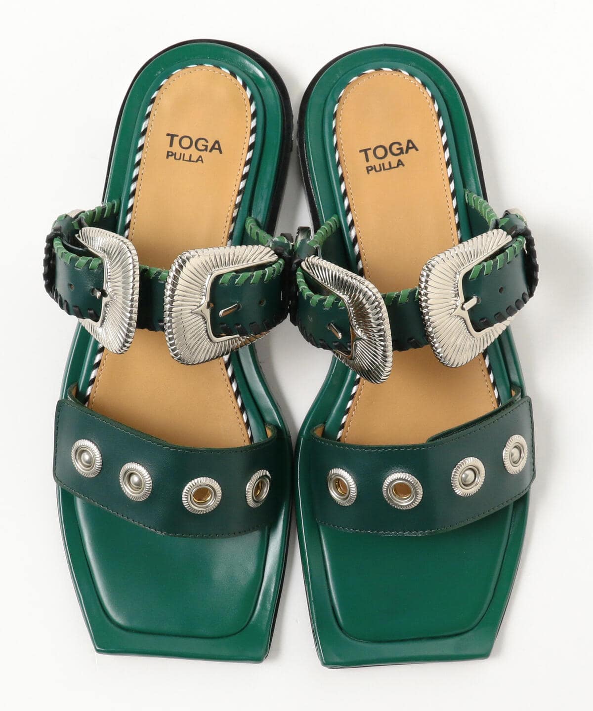 TOGA Leather sandal green 38 | hartwellspremium.com