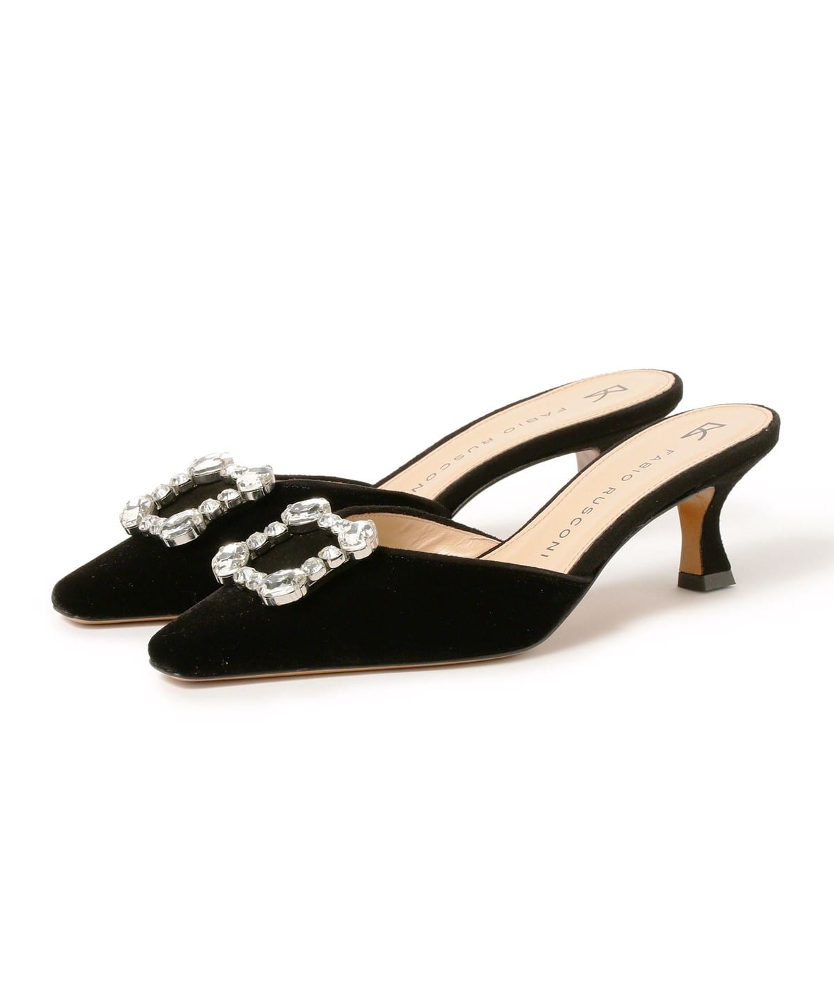 FABIO RUSCONI ファビオルスコーニ / VELVET MULE シューズ WOMEN BLACK 35 FABIO RUSCONI ファビオルスコーニ / VELVET MULE シューズ WOMEN BLACK 35