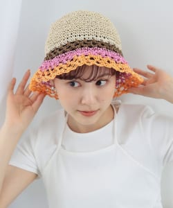 Ray BEAMS / 女裝 多色橫條紋 紙編 漁夫帽