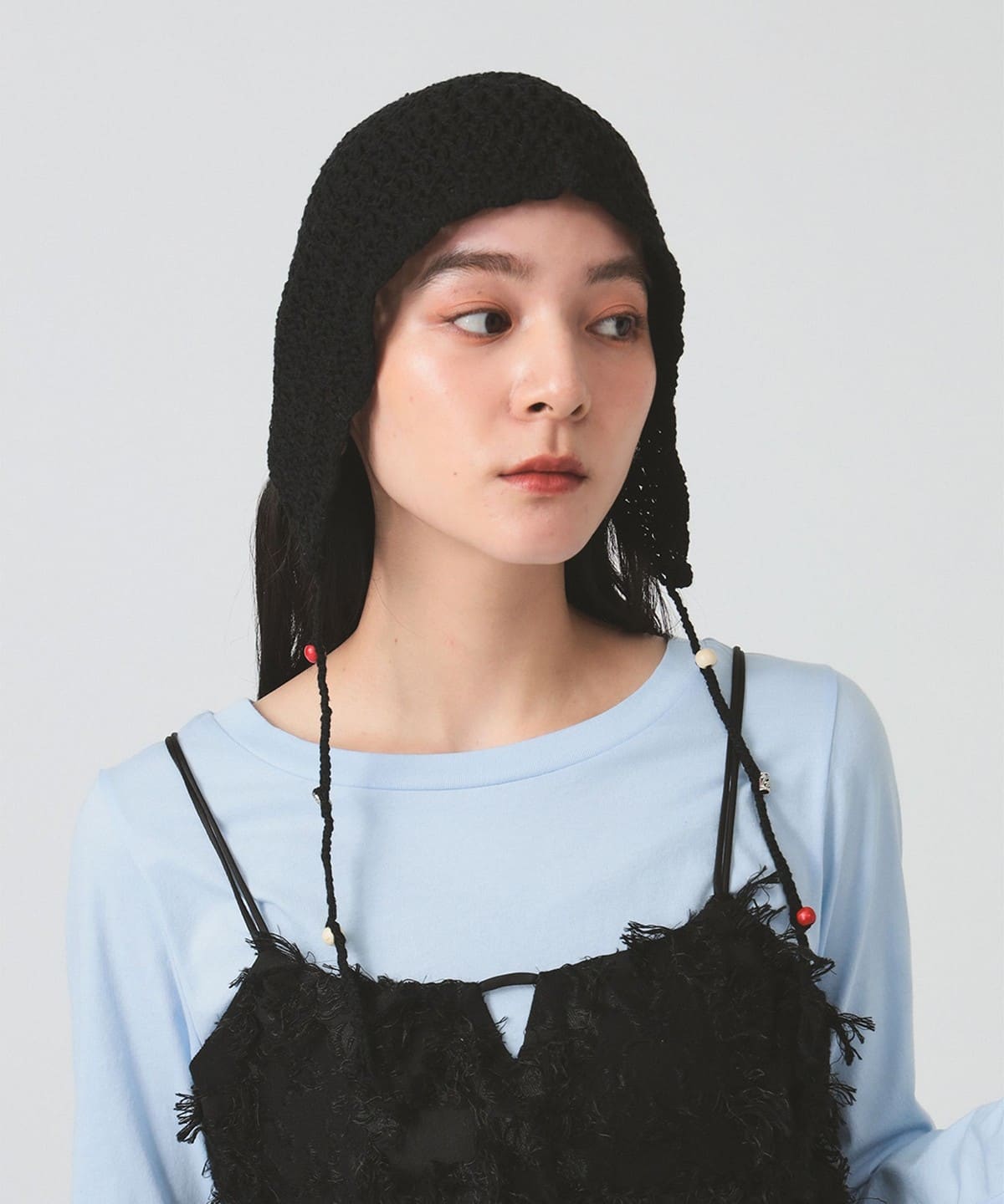 ビーズ ボンネット 帽子 WOMEN BLACK ONE SIZE ビーズ ボンネット 帽子 WOMEN BLACK ONE SIZE