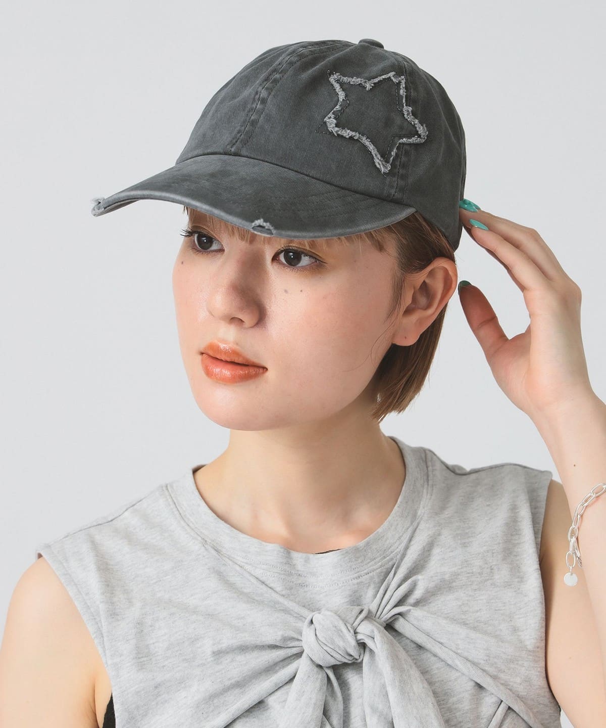 スター ダメージ キャップ 帽子 WOMEN BLACK ONE SIZE スター ダメージ キャップ 帽子 WOMEN BLACK ONE SIZE