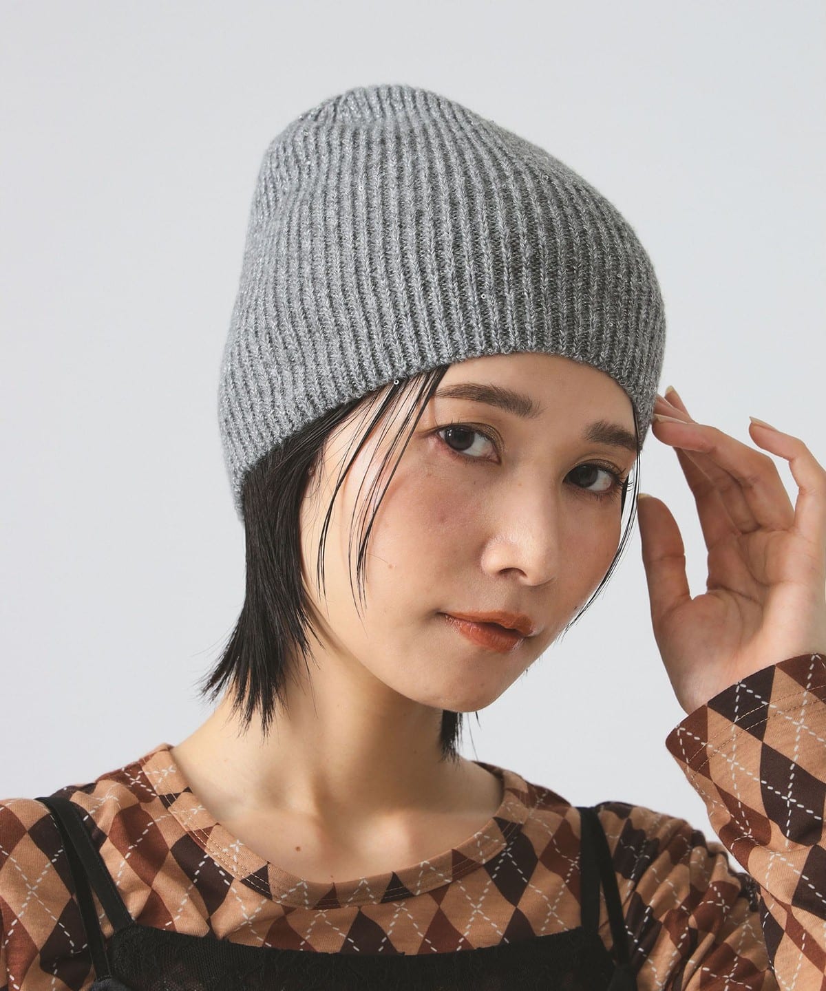 スパンコール ビーニー 帽子 WOMEN GREY ONE SIZE スパンコール ビーニー 帽子 WOMEN GREY ONE SIZE