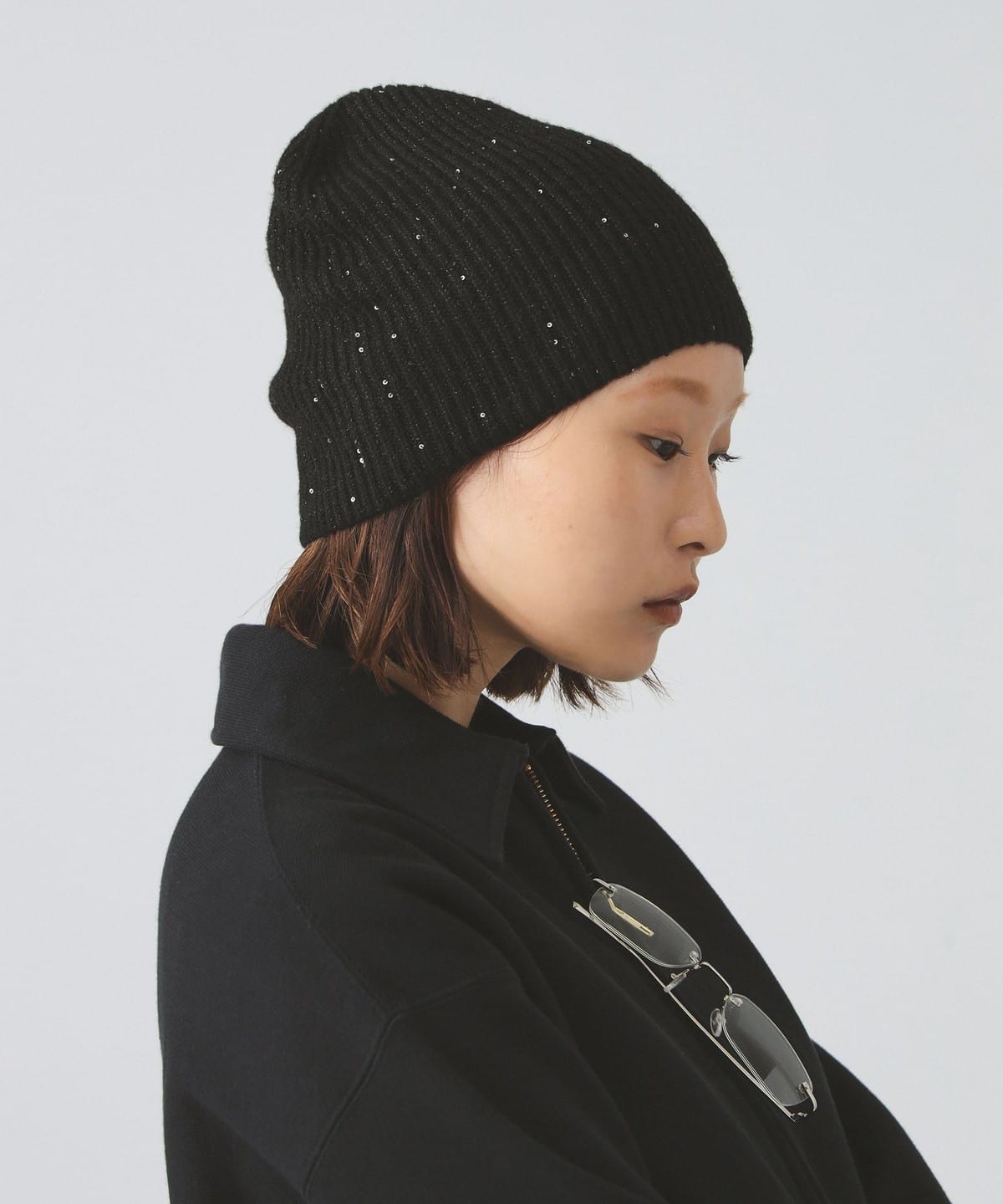 スパンコール ビーニー 帽子 WOMEN BLACK ONE SIZE スパンコール ビーニー 帽子 WOMEN BLACK ONE SIZE