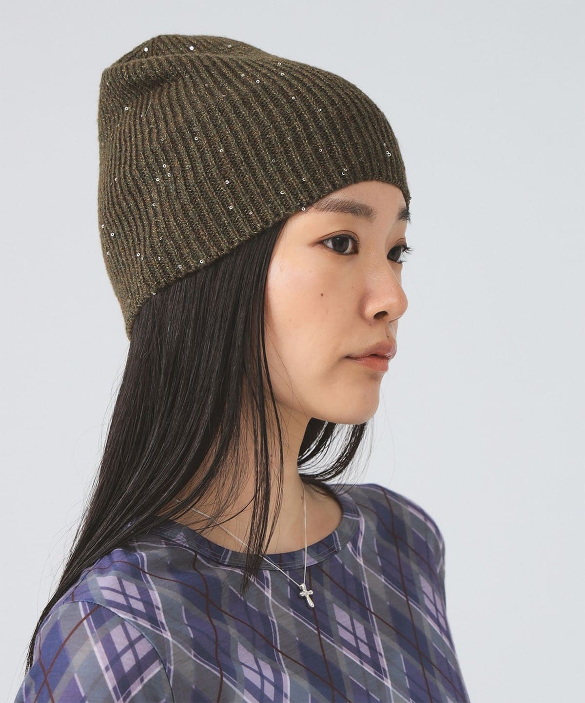 スパンコール ビーニー 帽子 WOMEN OLIVE ONE SIZE スパンコール ビーニー 帽子 WOMEN OLIVE ONE SIZE
